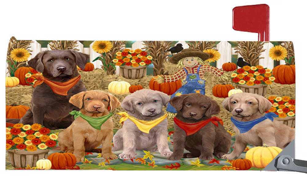 Fall Festive Harvest Time Gathering Chesapeake Bay Retriever Dogs 6.5 x 19 Inches Magnetic Mailbox Cover Post Box Cover Wraps Garden Yard Décor MBC49074