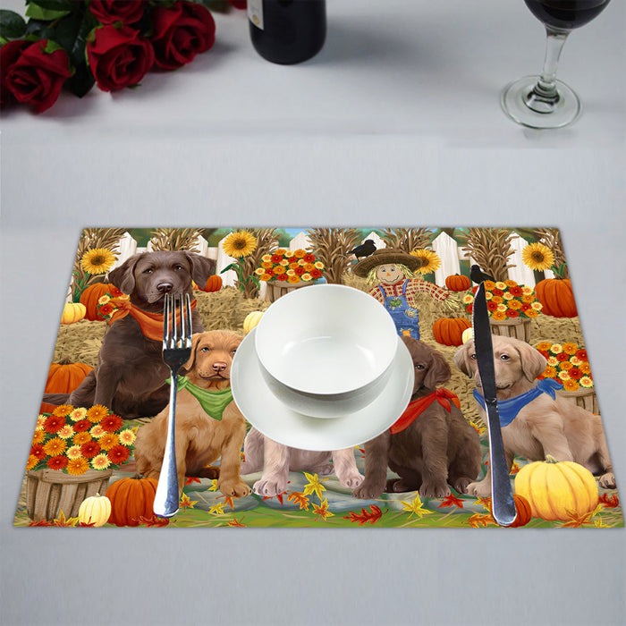 Fall Festive Harvest Time Gathering Chesapeake Bay Retriever Dogs Placemat