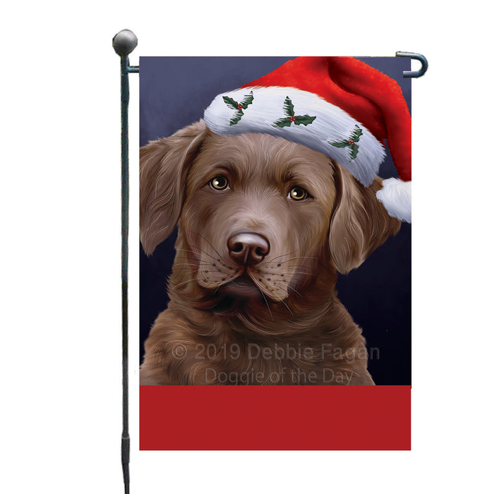 Personalized Christmas Holidays Chesapeake Bay Retriever Dog Wearing Santa Hat Portrait Head Custom Garden Flags GFLG-DOTD-A59818