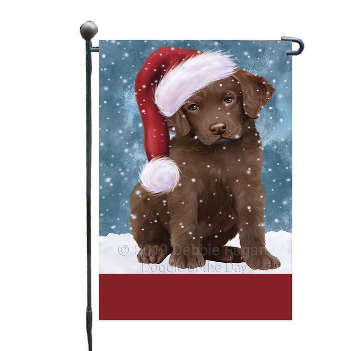Personalized Let It Snow Happy Holidays Chesapeake Bay Retriever Dog Custom Garden Flags GFLG-DOTD-A62313