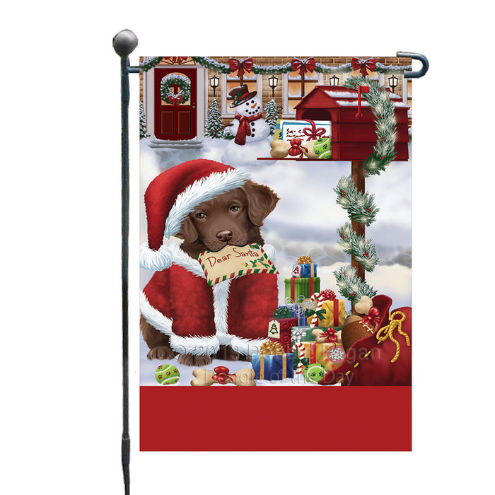 Personalized Happy Holidays Mailbox Chesapeake Bay Retriever Dog Christmas Custom Garden Flags GFLG-DOTD-A59917