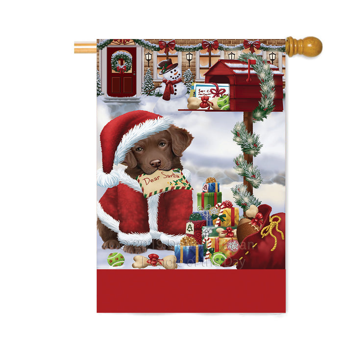 Personalized Happy Holidays Mailbox Chesapeake Bay Retriever Dog Christmas Custom House Flag FLG-DOTD-A59973