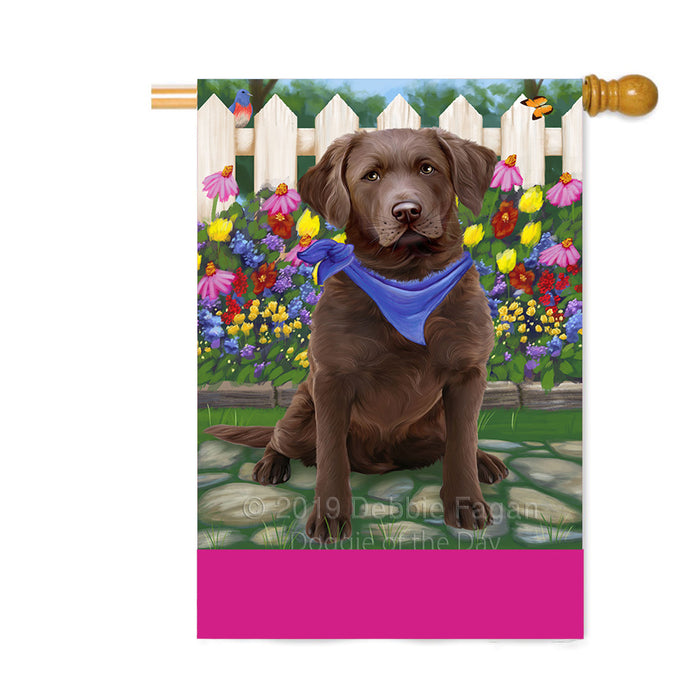 Personalized Spring Floral Chesapeake Bay Retriever Dog Custom House Flag FLG-DOTD-A62867