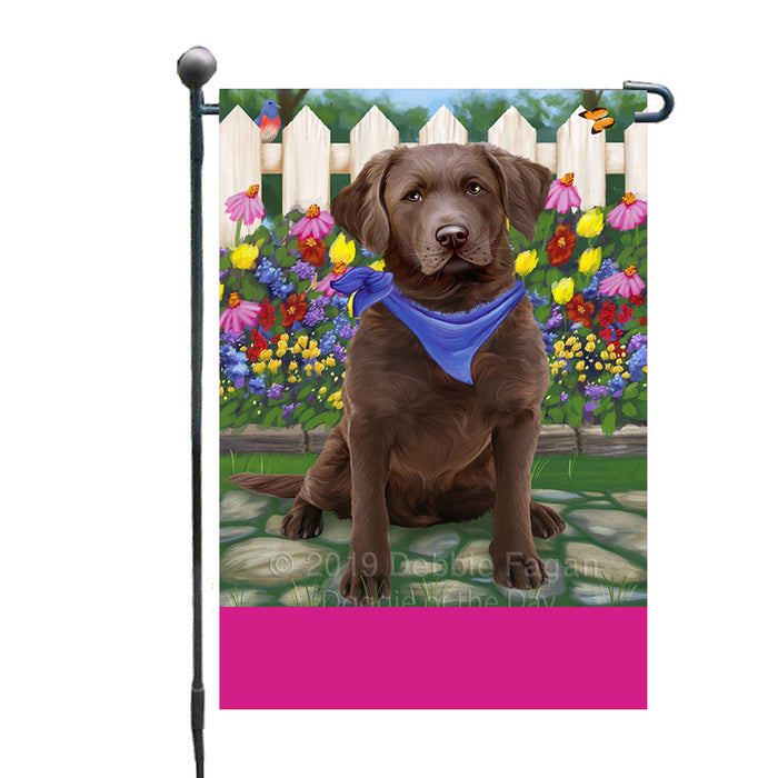 Personalized Spring Floral Chesapeake Bay Retriever Dog Custom Garden Flags GFLG-DOTD-A62811