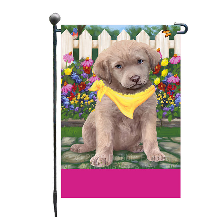 Personalized Spring Floral Chesapeake Bay Retriever Dog Custom Garden Flags GFLG-DOTD-A62812