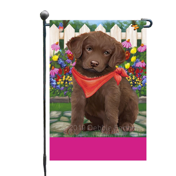 Personalized Spring Floral Chesapeake Bay Retriever Dog Custom Garden Flags GFLG-DOTD-A62813
