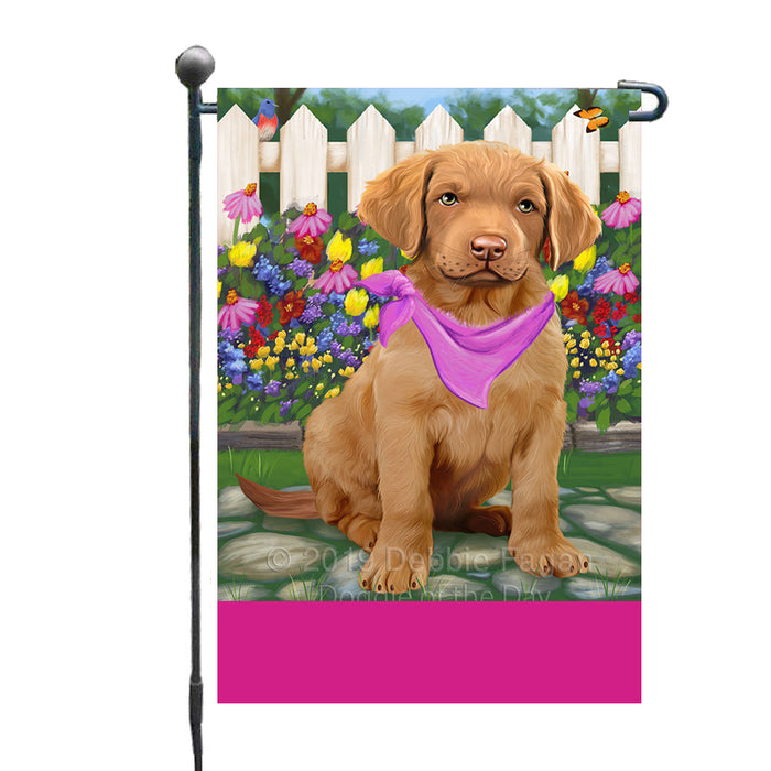 Personalized Spring Floral Chesapeake Bay Retriever Dog Custom Garden Flags GFLG-DOTD-A62814