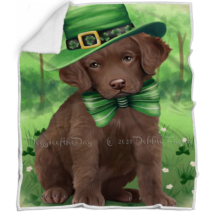 St. Patricks Day Irish Portrait Chesapeake Bay Retriever Dog Blanket BLNKT54543
