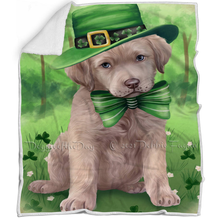 St. Patricks Day Irish Portrait Chesapeake Bay Retriever Dog Blanket BLNKT54552