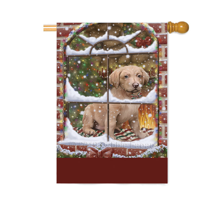 Personalized Please Come Home For Christmas Chesapeake Bay Retriever Dog Sitting In Window Custom House Flag FLG-DOTD-A60202