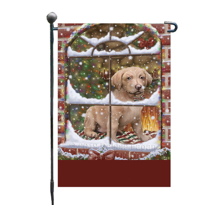 Personalized Please Come Home For Christmas Chesapeake Bay Retriever Dog Sitting In Window Custom Garden Flags GFLG-DOTD-A60146
