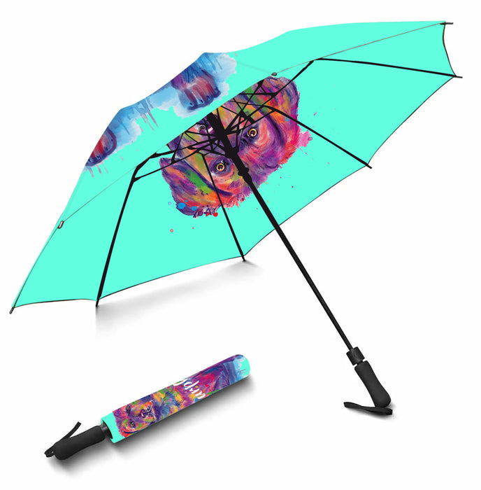 Custom Pet Name Personalized Watercolor Chesapeake Bay Retriever DogSemi-Automatic Foldable Umbrella