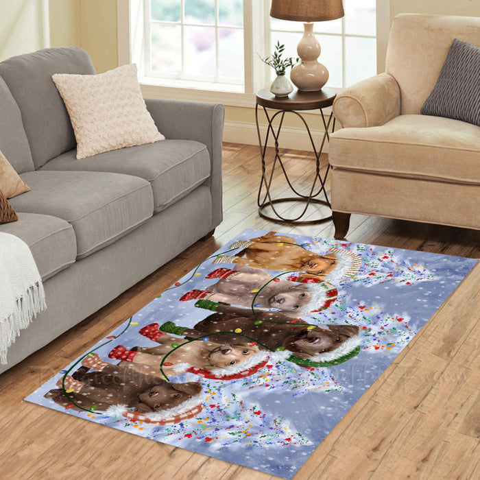 Christmas Lights and Chesapeake Bay Retriever Dogs Area Rug - Ultra Soft Cute Pet Printed Unique Style Floor Living Room Carpet Decorative Rug for Indoor Gift for Pet Lovers