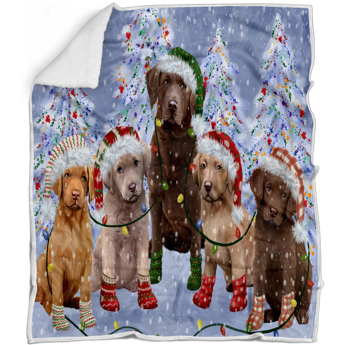 Christmas Lights and Chesapeake Bay Retriever Dogs Blanket - Lightweight Soft Cozy and Durable Bed Blanket - Animal Theme Fuzzy Blanket for Sofa Couch