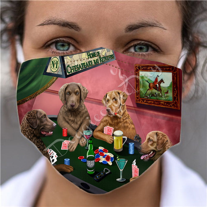 Home of Chesapeake Bay Retriever Dogs Playing Poker Face Mask FM49780