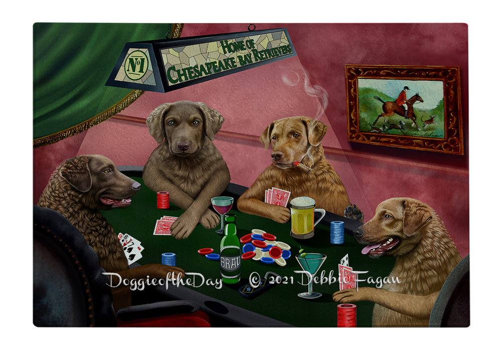 Home of Chesapeake Bay Retriever Dogs Playing Poker Cutting Board - Easy Grip Non-Slip Dishwasher Safe Chopping Board Vegetables C79177