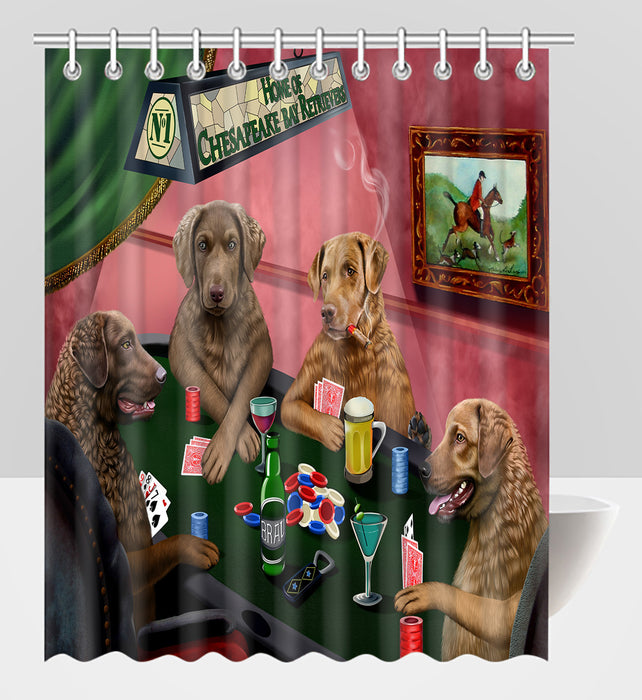 Home of  Chesapeake Bay Retriever Dogs Playing Poker Shower Curtain
