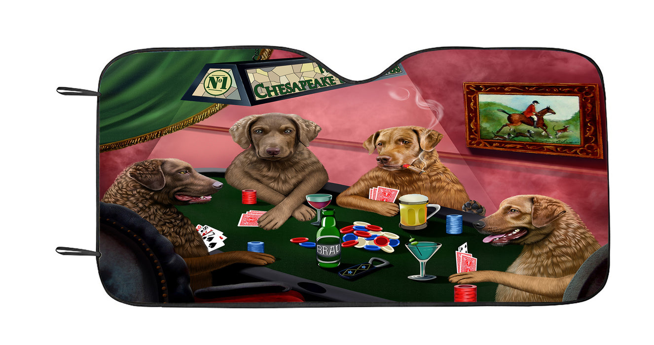 Home of  Chesapeake Bay Retriever Dogs Playing Poker Car Sun Shade