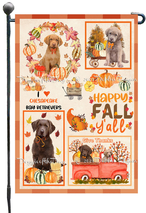 Happy Fall Y'all Pumpkin Chesapeake Bay Retriever Dogs Garden Flags- Outdoor Double Sided Garden Yard Porch Lawn Spring Decorative Vertical Home Flags 12 1/2"w x 18"h