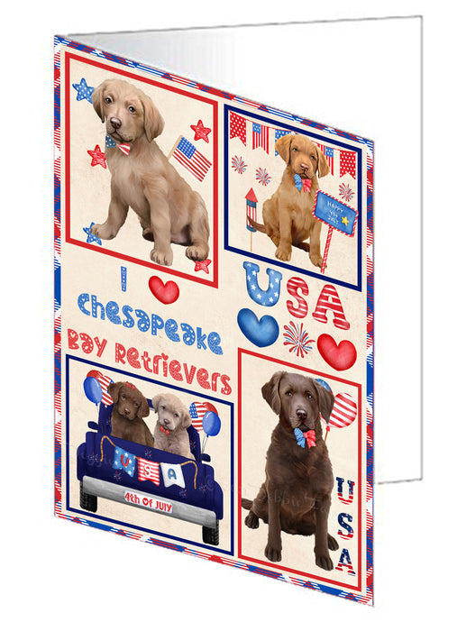 4th of July Independence Day I Love USA Chesapeake Bay Retriever Dogs Handmade Artwork Assorted Pets Greeting Cards and Note Cards with Envelopes for All Occasions and Holiday Seasons