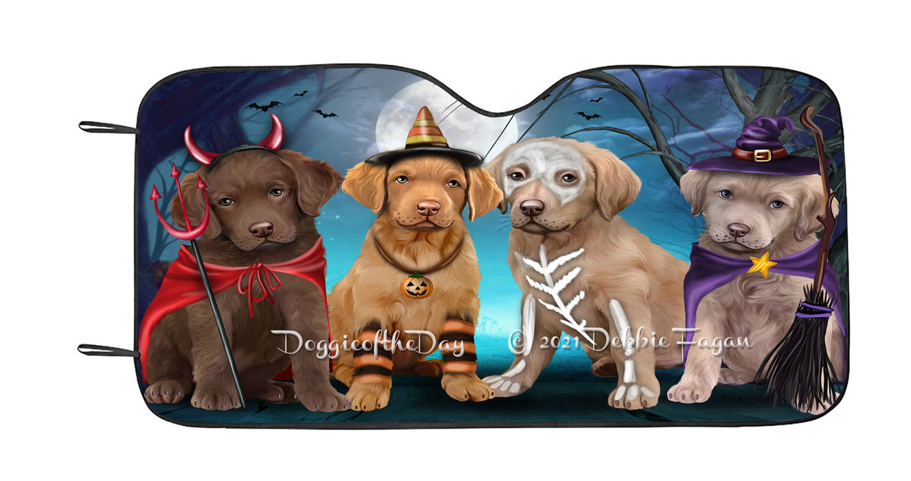 Happy Halloween Trick or Treat Chesapeake Bay Retriever Dogs Car Sun Shade Cover Curtain