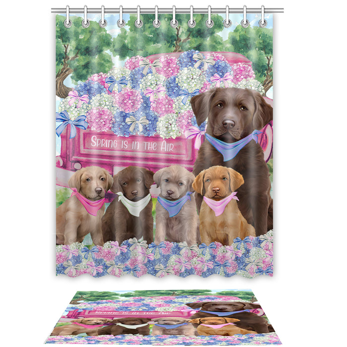 Chesapeake Bay Retriever Shower Curtain & Bath Mat Set, Bathroom Decor Curtains with hooks and Rug, Explore a Variety of Designs, Personalized, Custom, Dog Lover's Gifts