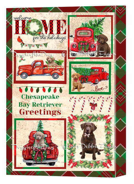 Welcome Home for Christmas Holidays Chesapeake Bay Retriever Dogs Canvas Wall Art Decor - Premium Quality Canvas Wall Art for Living Room Bedroom Home Office Decor Ready to Hang CVS149435