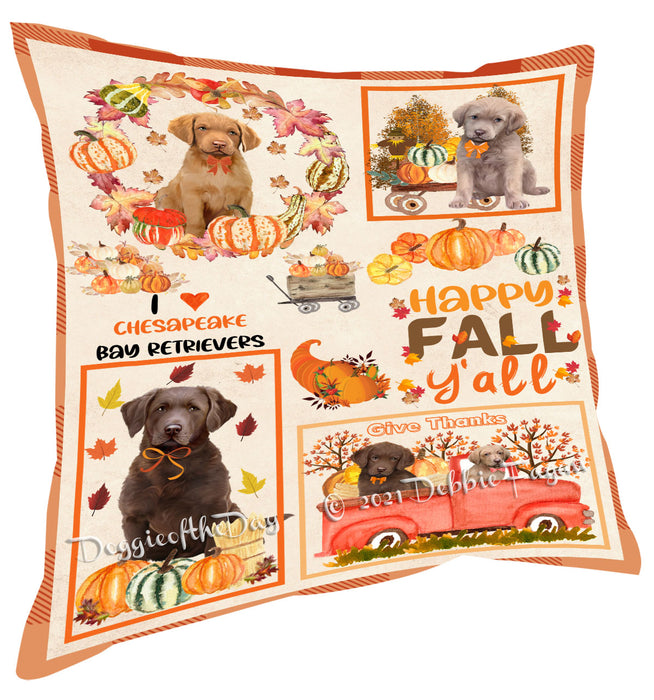 Happy Fall Y'all Pumpkin Chesapeake Bay Retriever Dogs Pillow with Top Quality High-Resolution Images - Ultra Soft Pet Pillows for Sleeping - Reversible & Comfort - Ideal Gift for Dog Lover - Cushion for Sofa Couch Bed - 100% Polyester