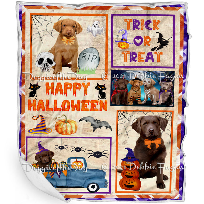Happy Halloween Trick or Treat Chesapeake Bay Retriever Dogs Blanket BLNKT143735