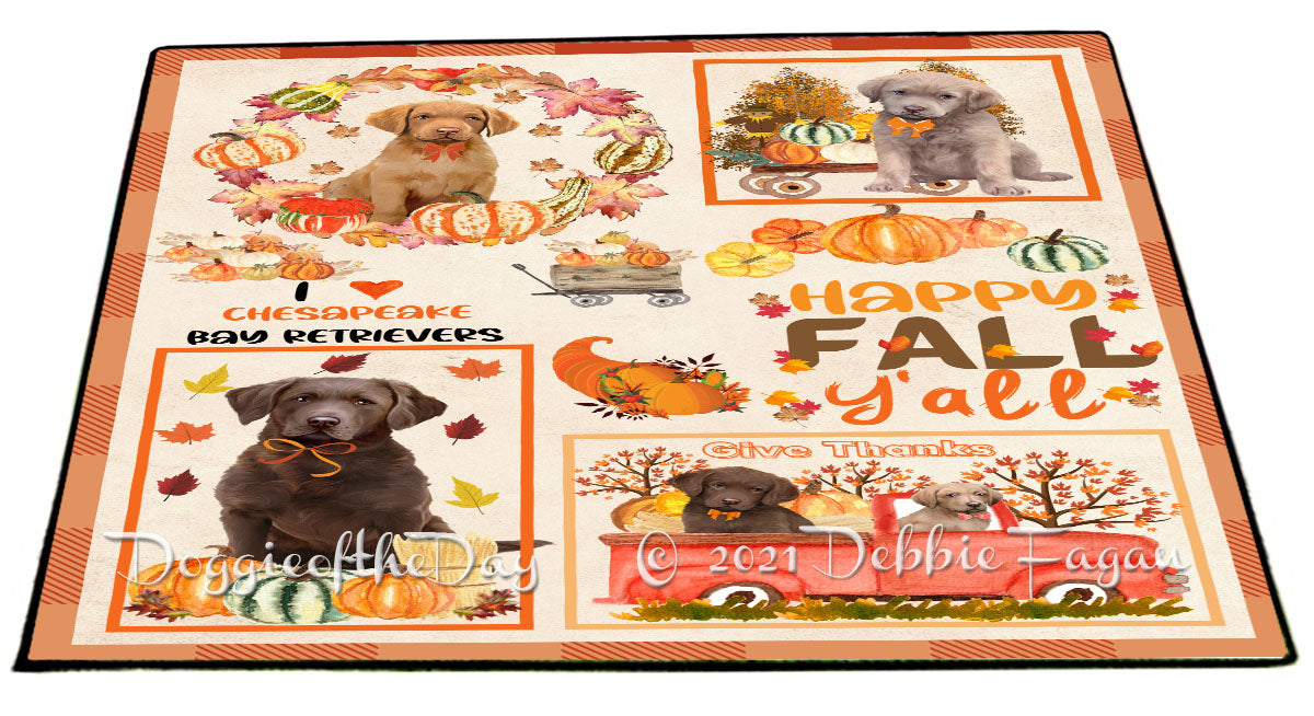 Happy Fall Y'all Pumpkin Chesapeake Bay Retriever Dogs Indoor/Outdoor Welcome Floormat - Premium Quality Washable Anti-Slip Doormat Rug FLMS58597
