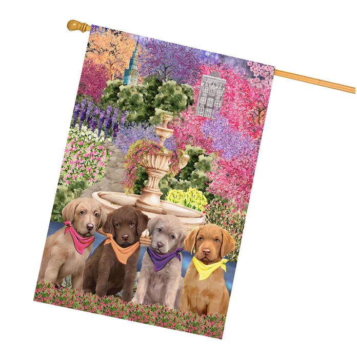 Chesapeake Bay Retriever Dogs House Flag: Explore a Variety of Designs, Weather Resistant, Double-Sided, Custom, Personalized, Home Outdoor Yard Decor for Dog and Pet Lovers