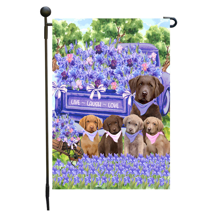 Chesapeake Bay Retriever Dogs Garden Flag for Dog and Pet Lovers, Explore a Variety of Designs, Custom, Personalized, Weather Resistant, Double-Sided, Outdoor Garden Yard Decoration