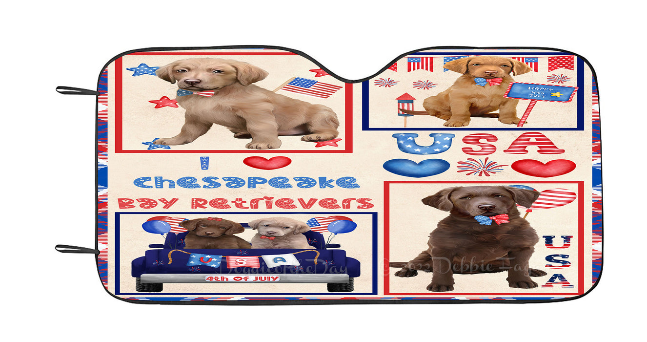 4th of July Independence Day I Love USA Chesapeake Bay Retriever Dogs Car Sun Shade Cover Curtain