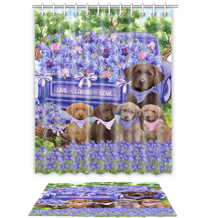 Chesapeake Bay Retriever Shower Curtain & Bath Mat Set - Explore a Variety of Personalized Designs - Custom Rug and Curtains with hooks for Bathroom Decor - Pet and Dog Lovers Gift