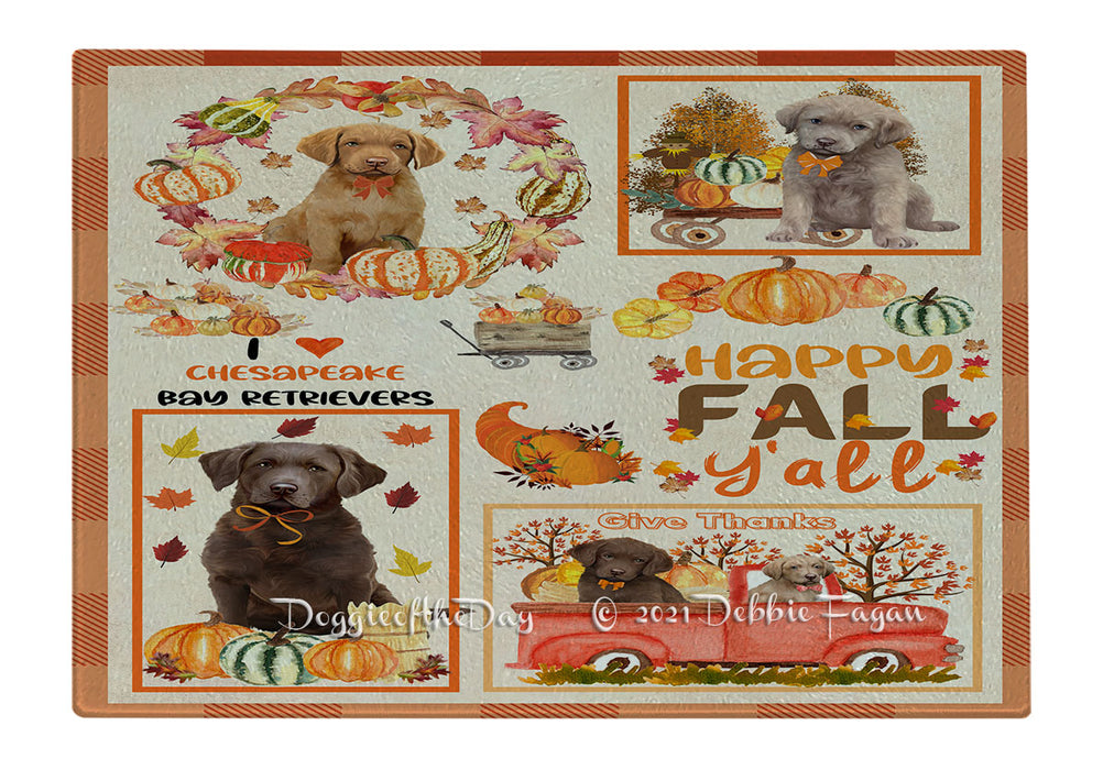 Happy Fall Y'all Pumpkin Chesapeake Bay Retriever Dogs Cutting Board - Easy Grip Non-Slip Dishwasher Safe Chopping Board Vegetables C79846