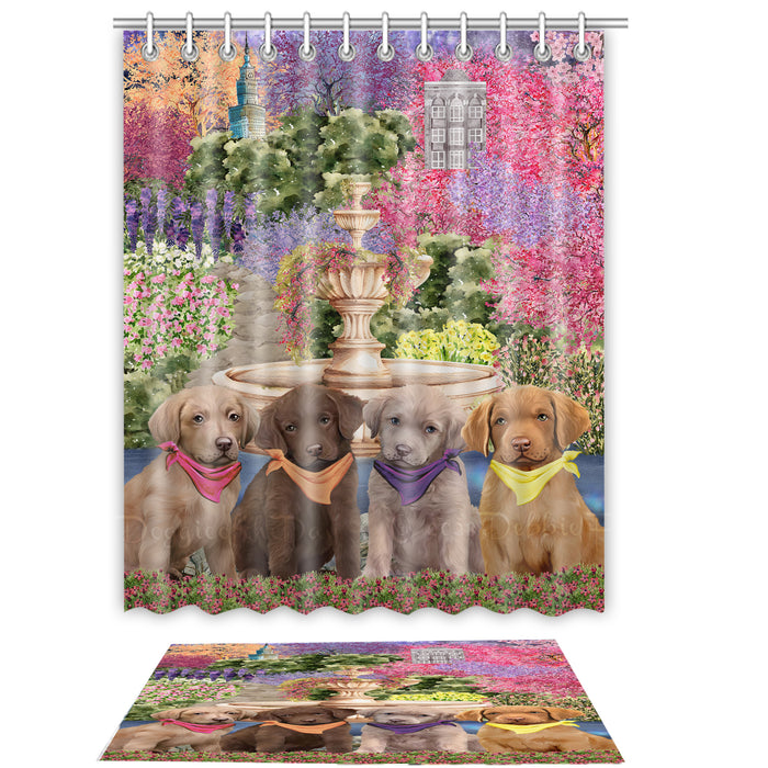 Chesapeake Bay Retriever Shower Curtain with Bath Mat Combo: Curtains with hooks and Rug Set Bathroom Decor, Custom, Explore a Variety of Designs, Personalized, Pet Gift for Dog Lovers