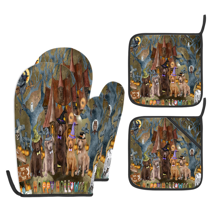 Chesapeake Bay Retriever Oven Mitts and Pot Holder Set: Explore a Variety of Designs, Personalized, Potholders with Kitchen Gloves for Cooking, Custom, Halloween Gifts for Dog Mom