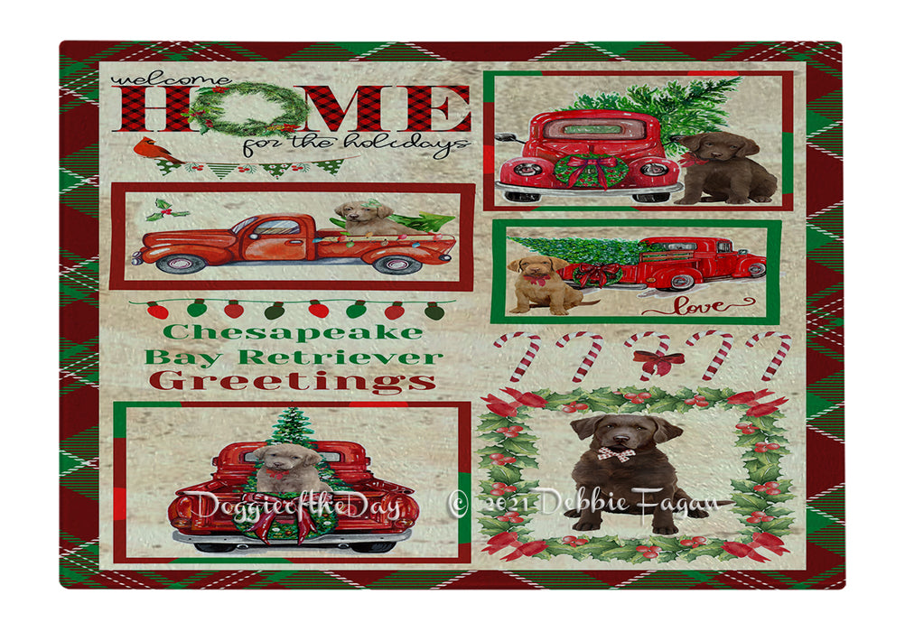 Welcome Home for Christmas Holidays Chesapeake Bay Retriever Dogs Cutting Board - Easy Grip Non-Slip Dishwasher Safe Chopping Board Vegetables C78916