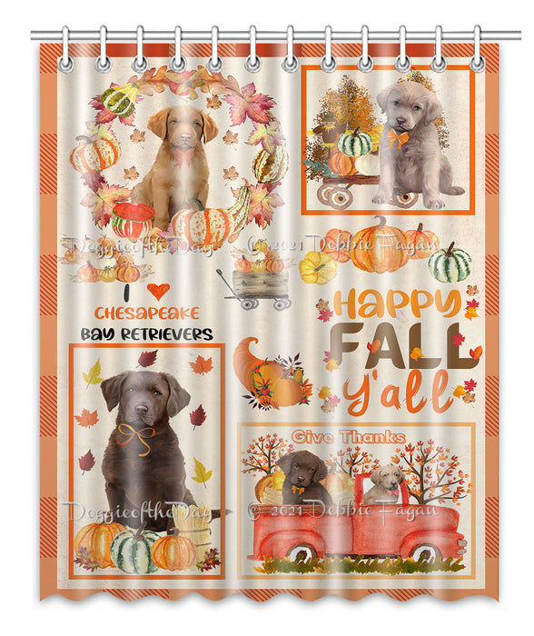 Happy Fall Y'all Pumpkin Chesapeake Bay Retriever Dogs Shower Curtain Bathroom Accessories Decor Bath Tub Screens