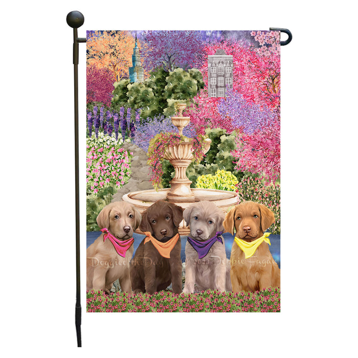 Chesapeake Bay Retriever Dogs Garden Flag: Explore a Variety of Designs, Weather Resistant, Double-Sided, Custom, Personalized, Outside Garden Yard Decor, Flags for Dog and Pet Lovers