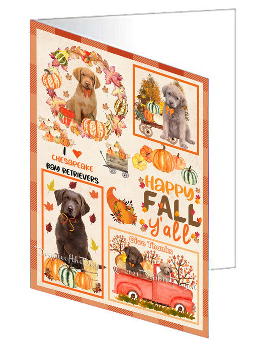 Happy Fall Y'all Pumpkin Chesapeake Bay Retriever Dogs Handmade Artwork Assorted Pets Greeting Cards and Note Cards with Envelopes for All Occasions and Holiday Seasons GCD76970