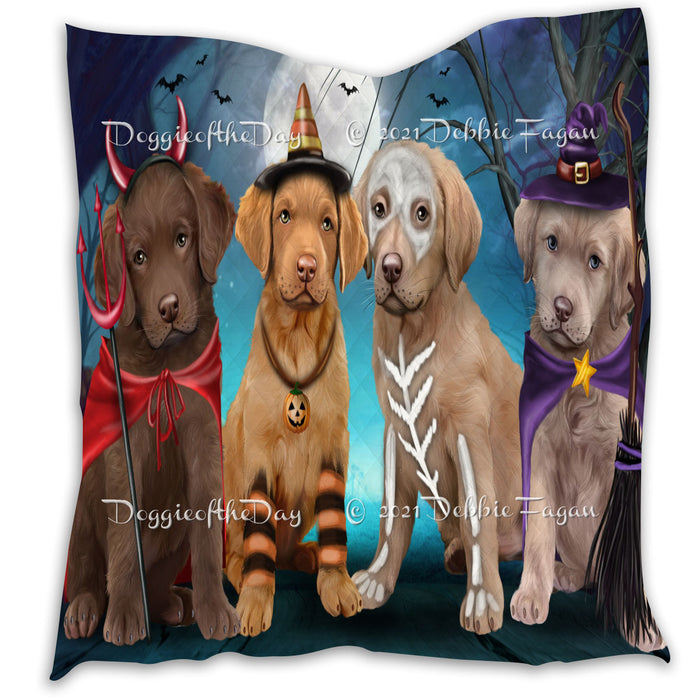 Happy Halloween Trick or Treat Chesapeake Bay Retriever Dogs Lightweight Soft Bedspread Coverlet Bedding Quilt QUILT60296