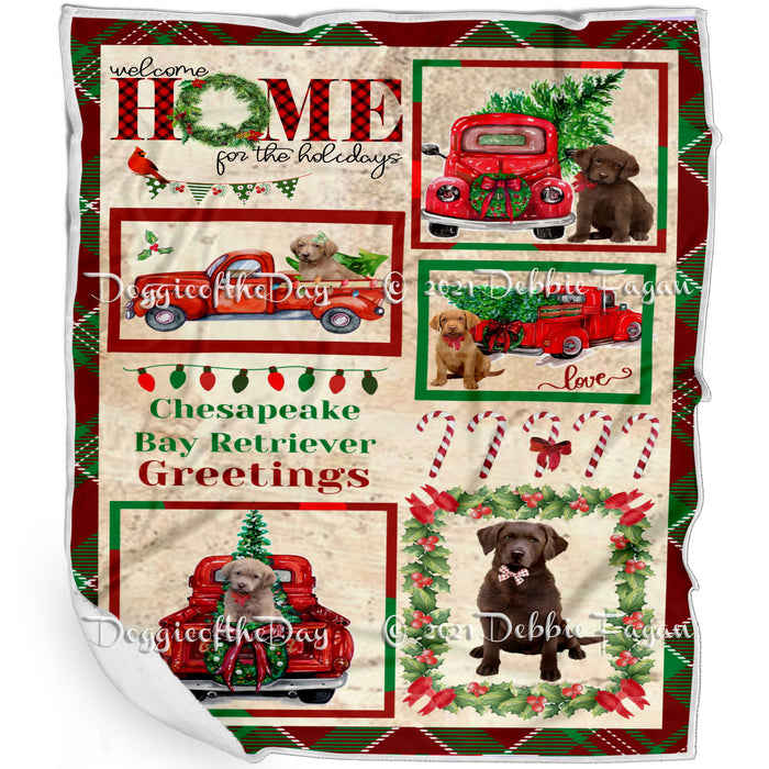 Welcome Home for Christmas Holidays Chesapeake Bay Retriever Dogs Blanket BLNKT71916