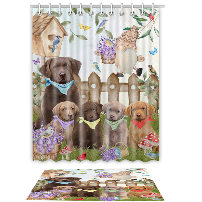 Chesapeake Bay Retriever Shower Curtain with Bath Mat Set: Explore a Variety of Designs, Personalized, Custom, Curtains and Rug Bathroom Decor, Dog and Pet Lovers Gift