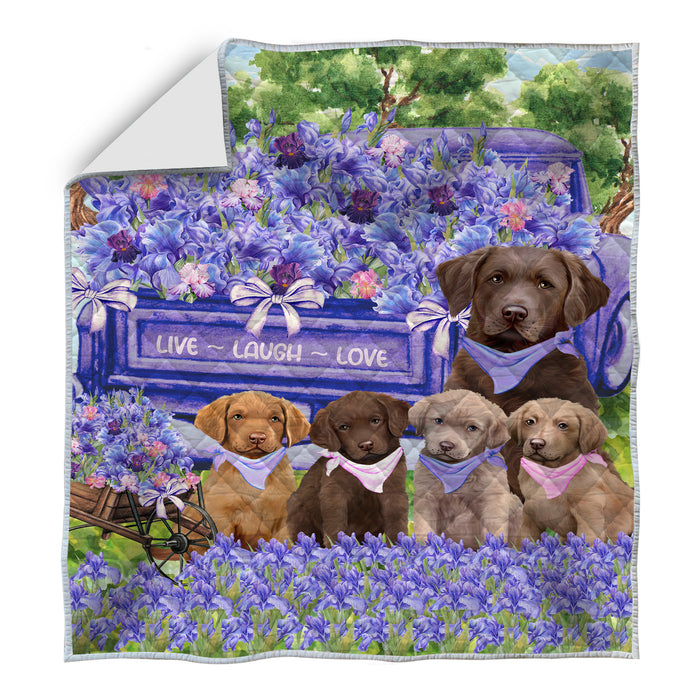 Chesapeake Bay Retriever Bedspread Quilt, Bedding Coverlet Quilted, Explore a Variety of Designs, Personalized, Custom, Dog Gift for Pet Lovers