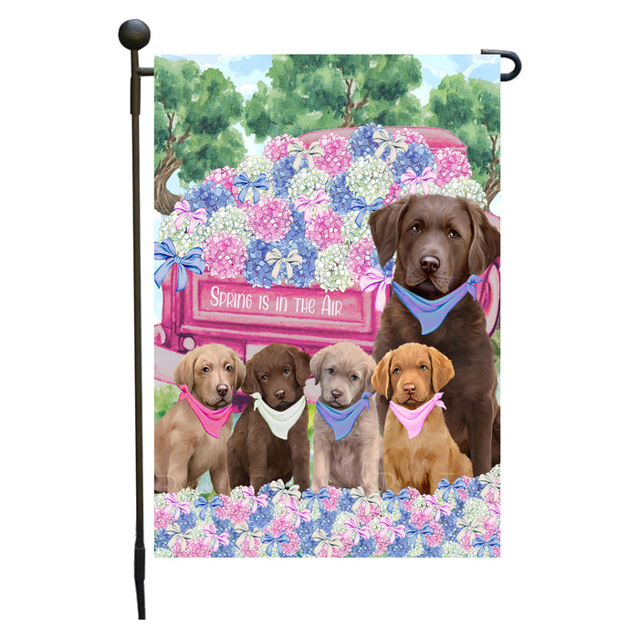 Chesapeake Bay Retriever Dogs Garden Flag: Explore a Variety of Personalized Designs, Double-Sided, Weather Resistant, Custom, Outdoor Garden Yard Decor for Dog and Pet Lovers