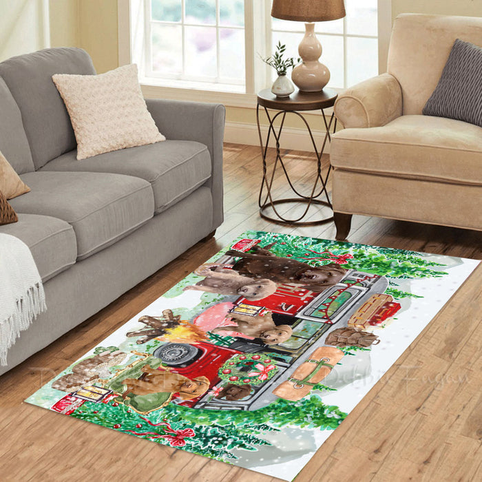 Christmas Time Camping with Chesapeake Bay Retriever Dogs Area Rug - Ultra Soft Cute Pet Printed Unique Style Floor Living Room Carpet Decorative Rug for Indoor Gift for Pet Lovers