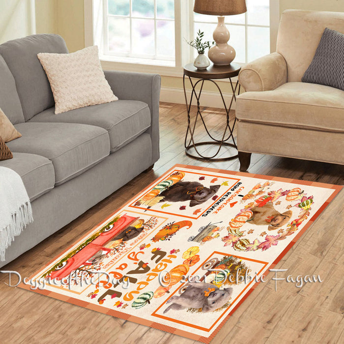 Happy Fall Y'all Pumpkin Chesapeake Bay Retriever Dogs Polyester Living Room Carpet Area Rug ARUG66761