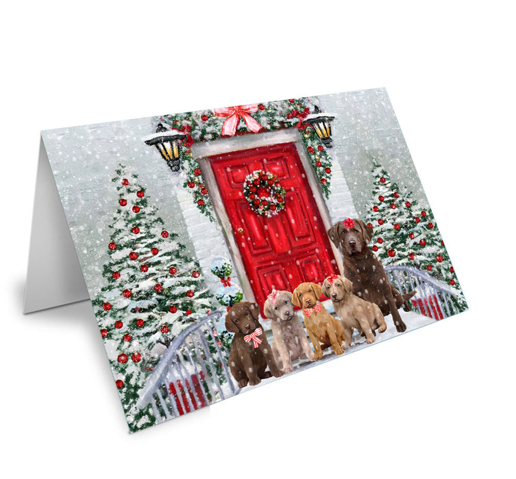 Christmas Holiday Welcome Chesapeake Bay Retriever Dog Handmade Artwork Assorted Pets Greeting Cards and Note Cards with Envelopes for All Occasions and Holiday Seasons