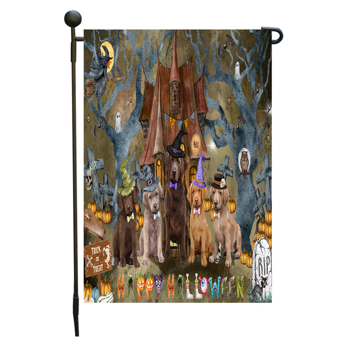 Chesapeake Bay Retriever Dogs Garden Flag: Explore a Variety of Designs, Personalized, Custom, Weather Resistant, Double-Sided, Outdoor Garden Halloween Yard Decor for Dog and Pet Lovers